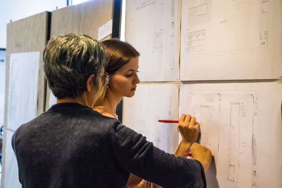 An interior architecture student receives guidance An interior architecture student receives guidance