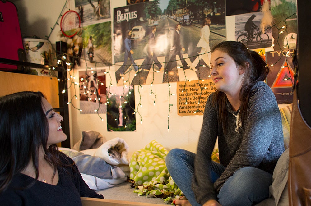 Students in a residence hall room