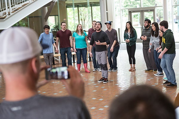 Students singing a cappella