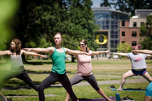 Students doing yoga