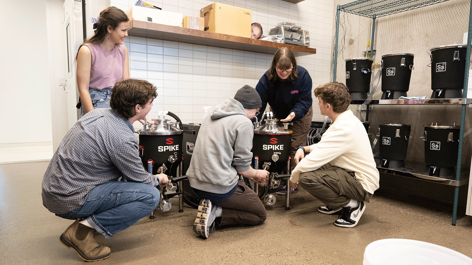 Students learn about the equipment used for fermentation