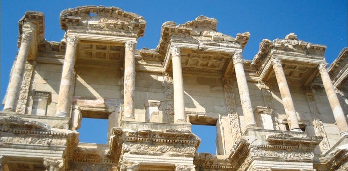 Ancient ruins of the library in the city of Ephesus