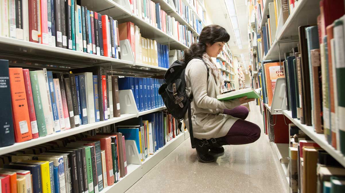 Student studying in the library